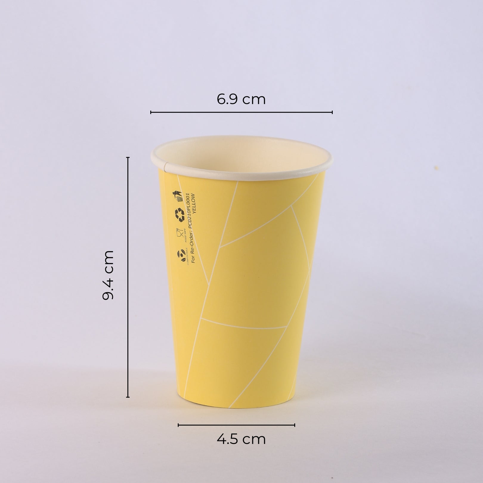 Paper Cup ( Single Wall ) - 210 ml - Yellow