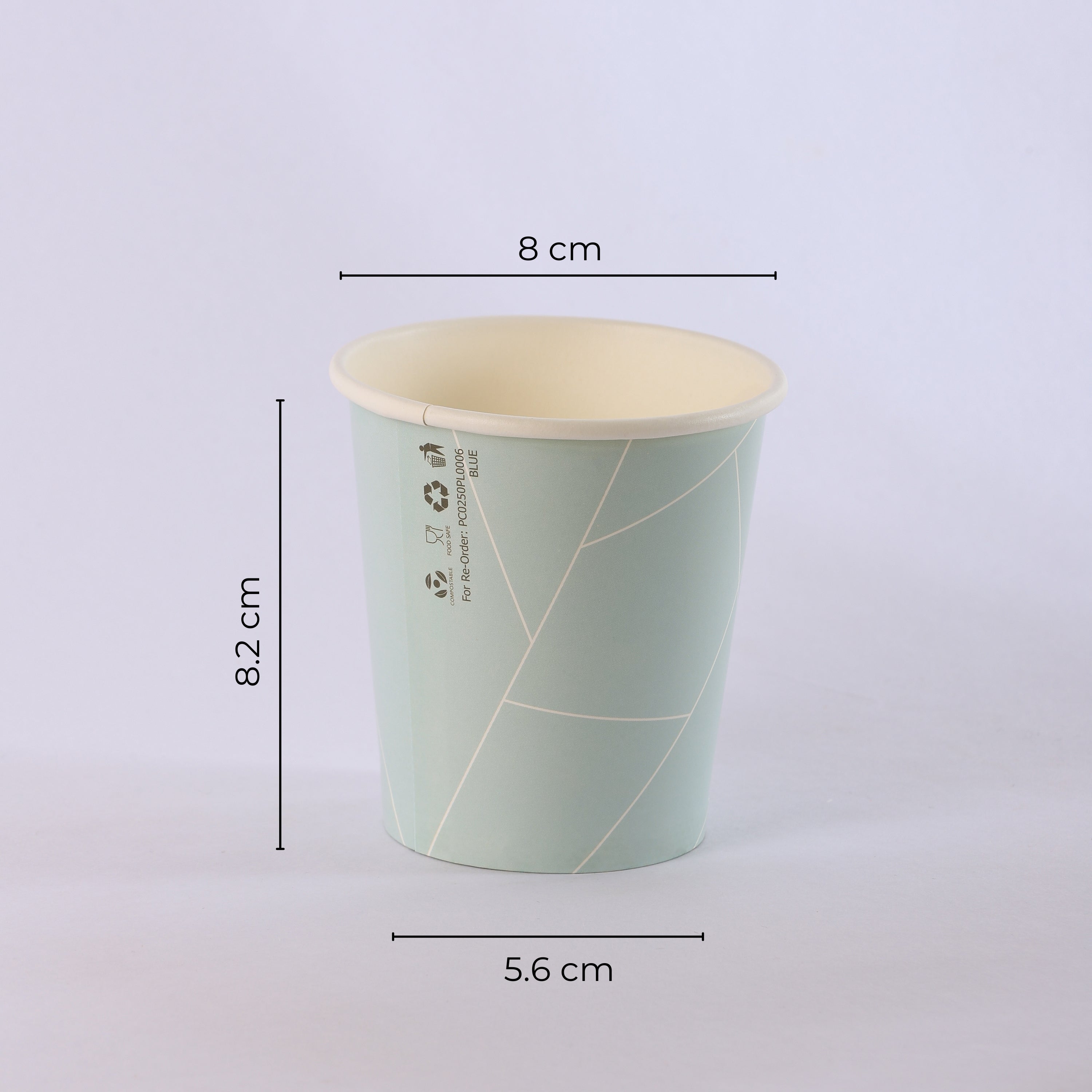 Paper Cup ( Single Wall ) - 250 ml - Blue