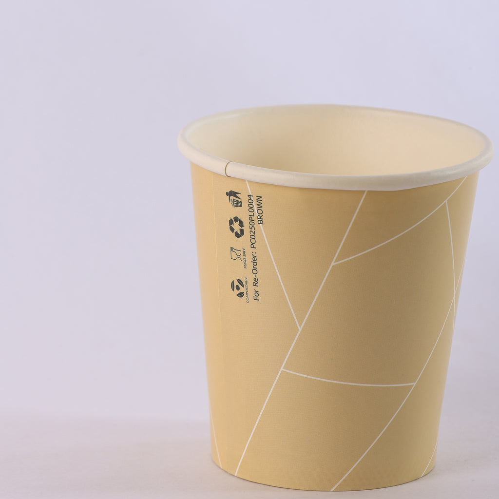 Paper Cup ( Single Wall ) - 250 ml - Brown