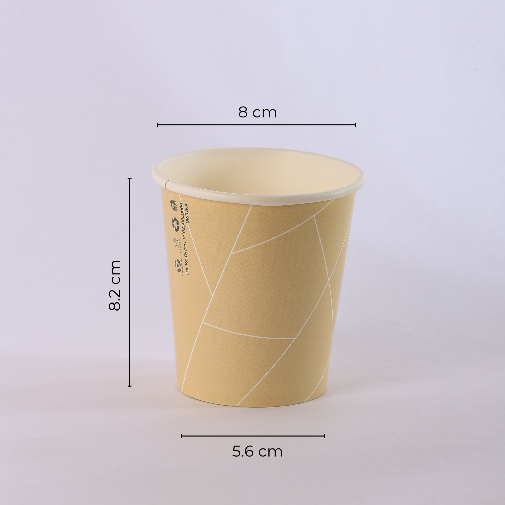 Paper Cup ( Single Wall ) - 250 ml - Brown