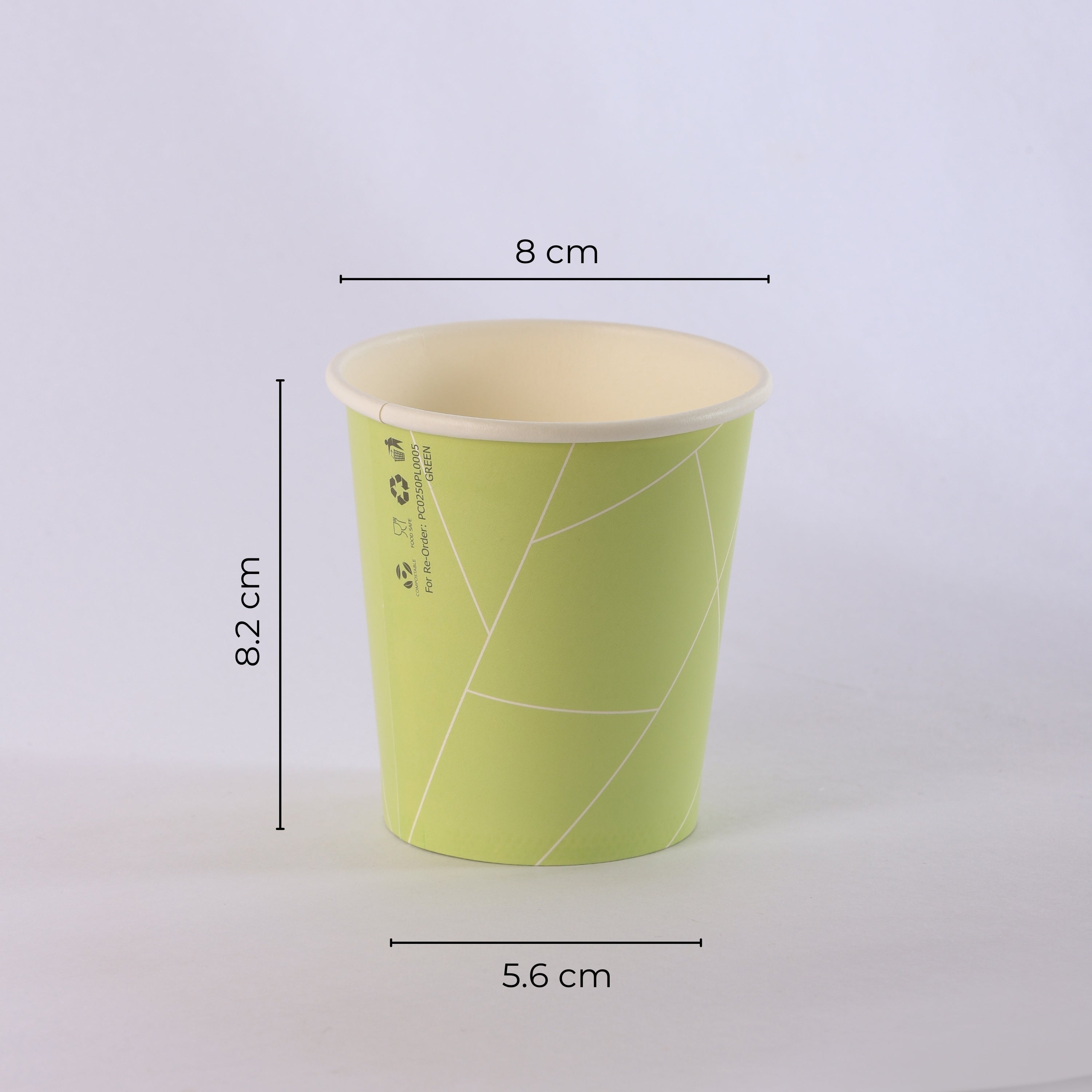 Paper Cup ( Single Wall ) - 250 ml - Green