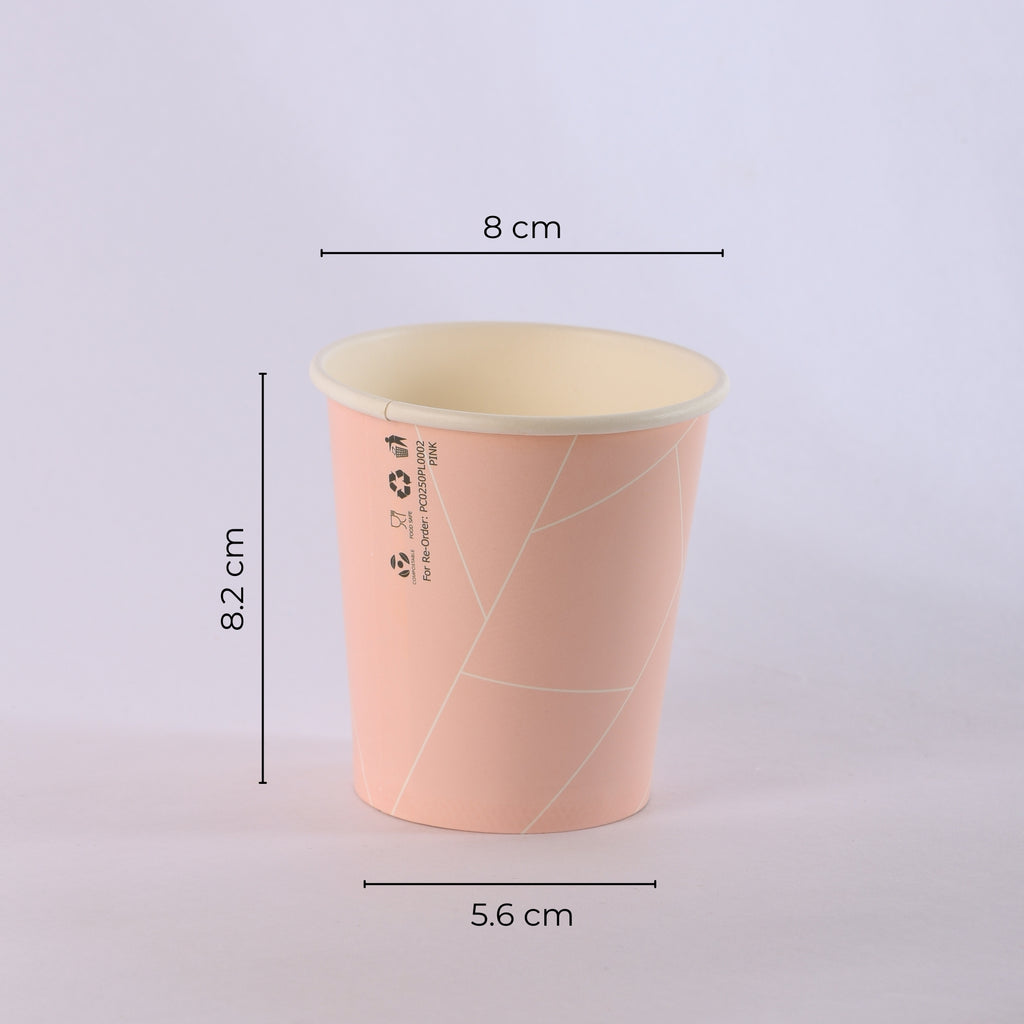 Paper Cup ( Single Wall ) - 250 ml - Pink