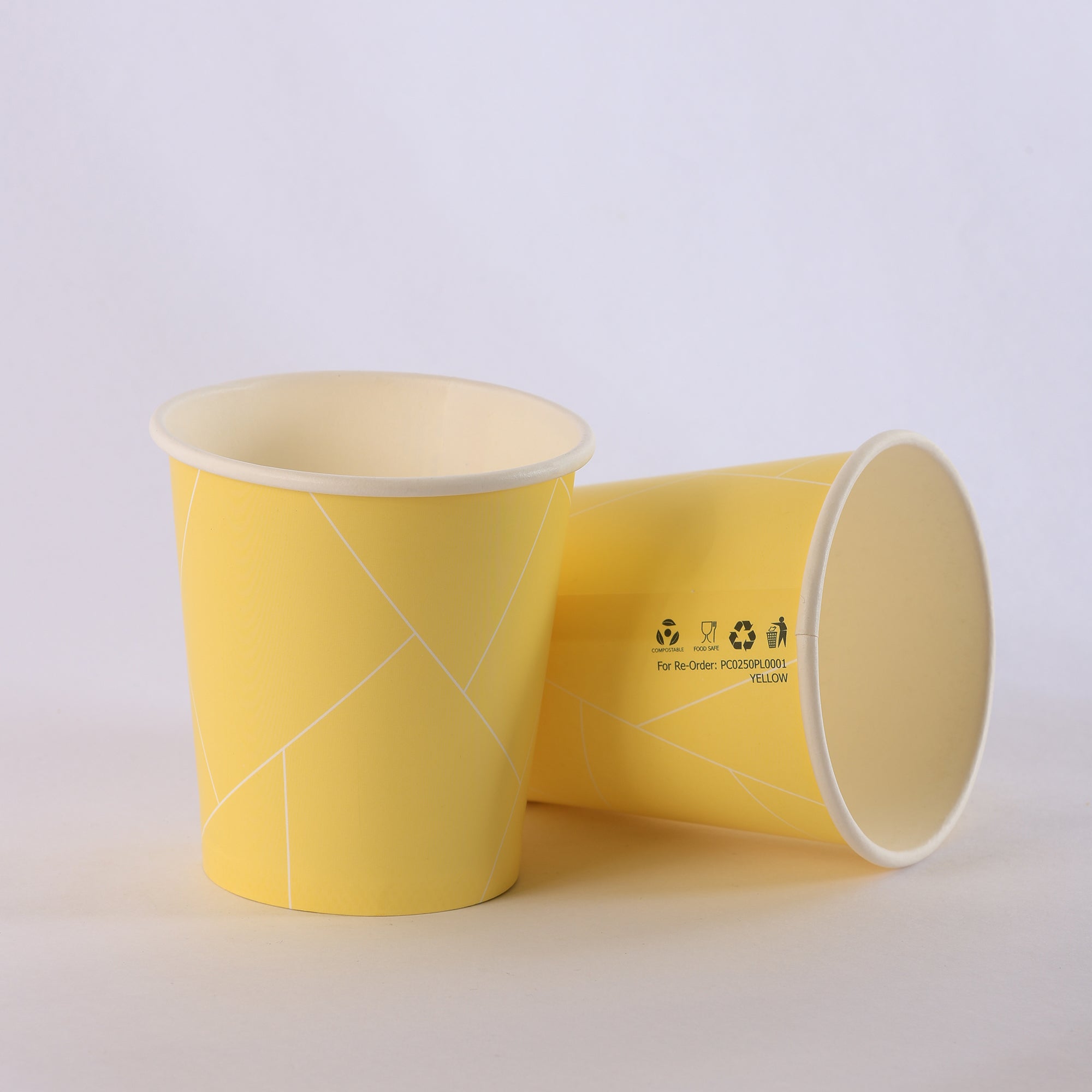 Paper Cup ( Single Wall ) - 250 ml - Yellow
