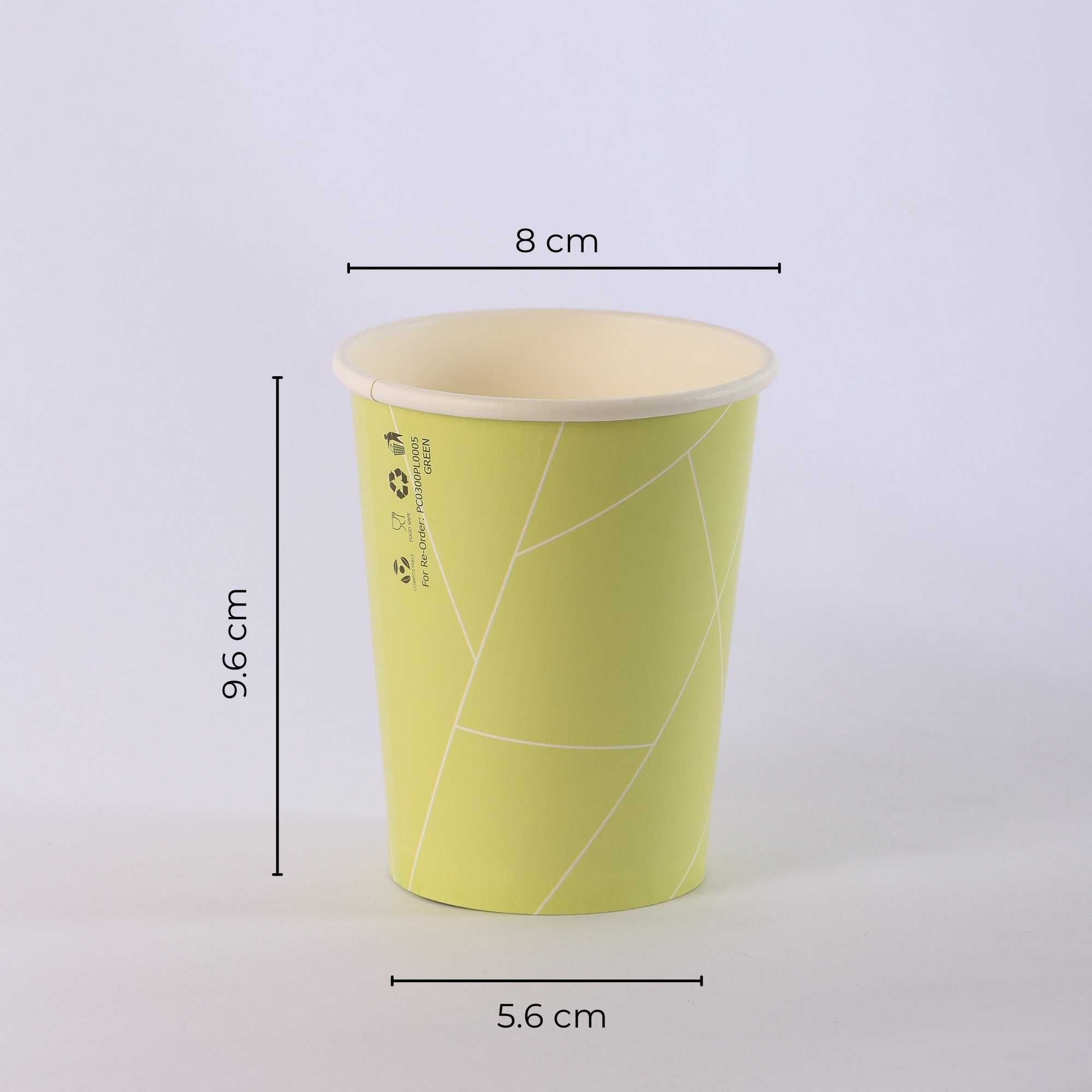 Paper Cup ( Single Wall ) - 300 ml - Green