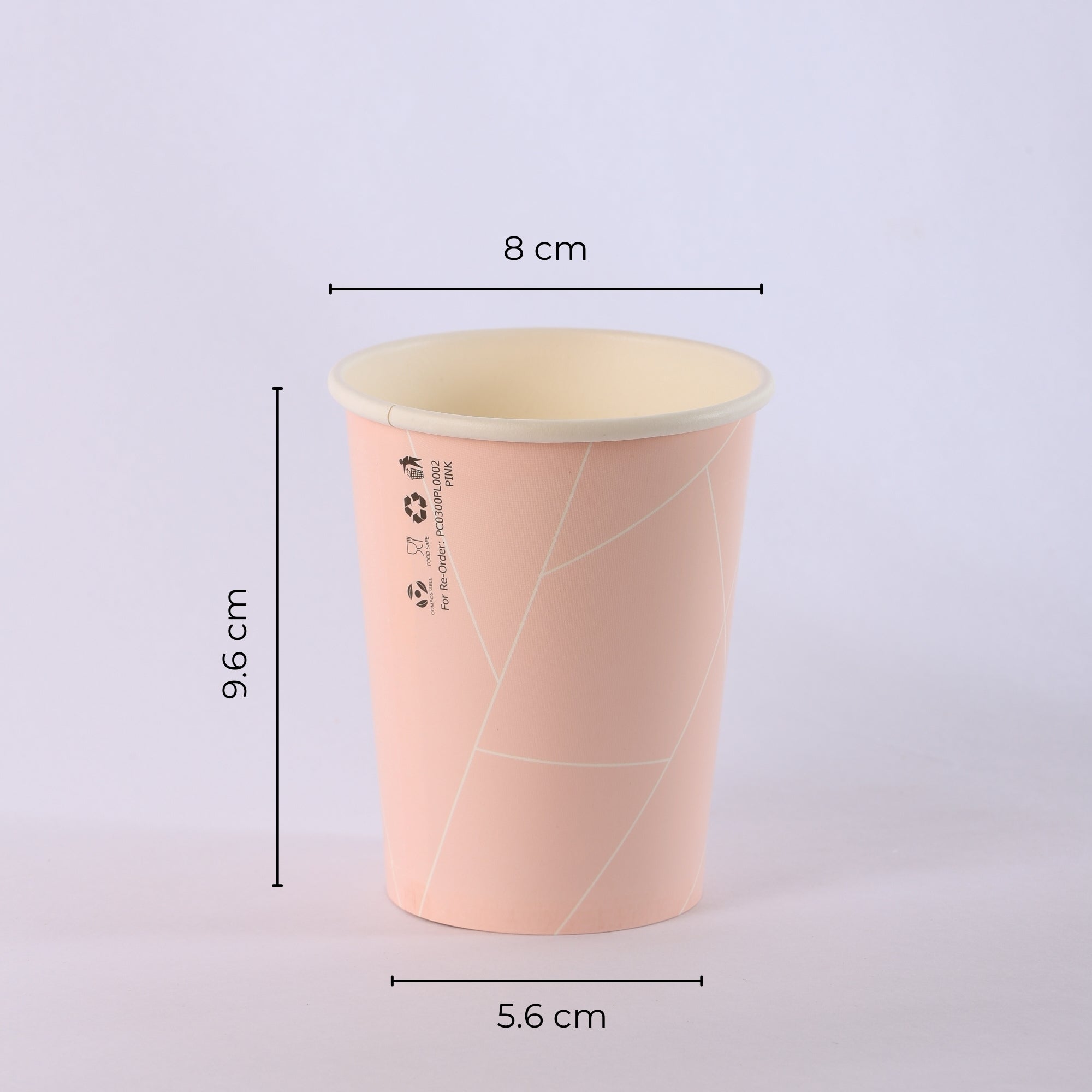 Paper Cup ( Single Wall ) - 300 ml - Pink