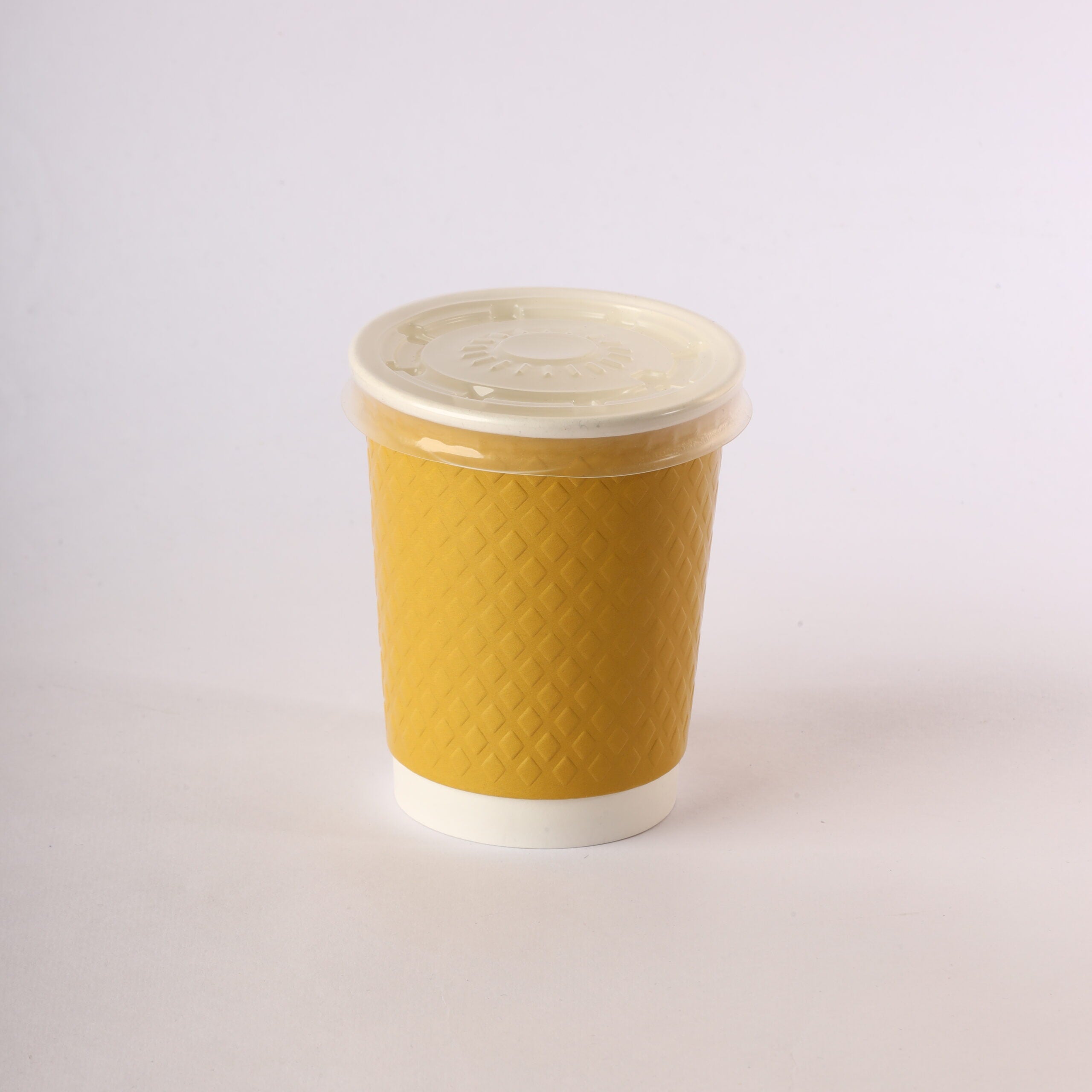 surieco-paper-cup-double-wall-300-ml-yellow-flat-plastic-lid